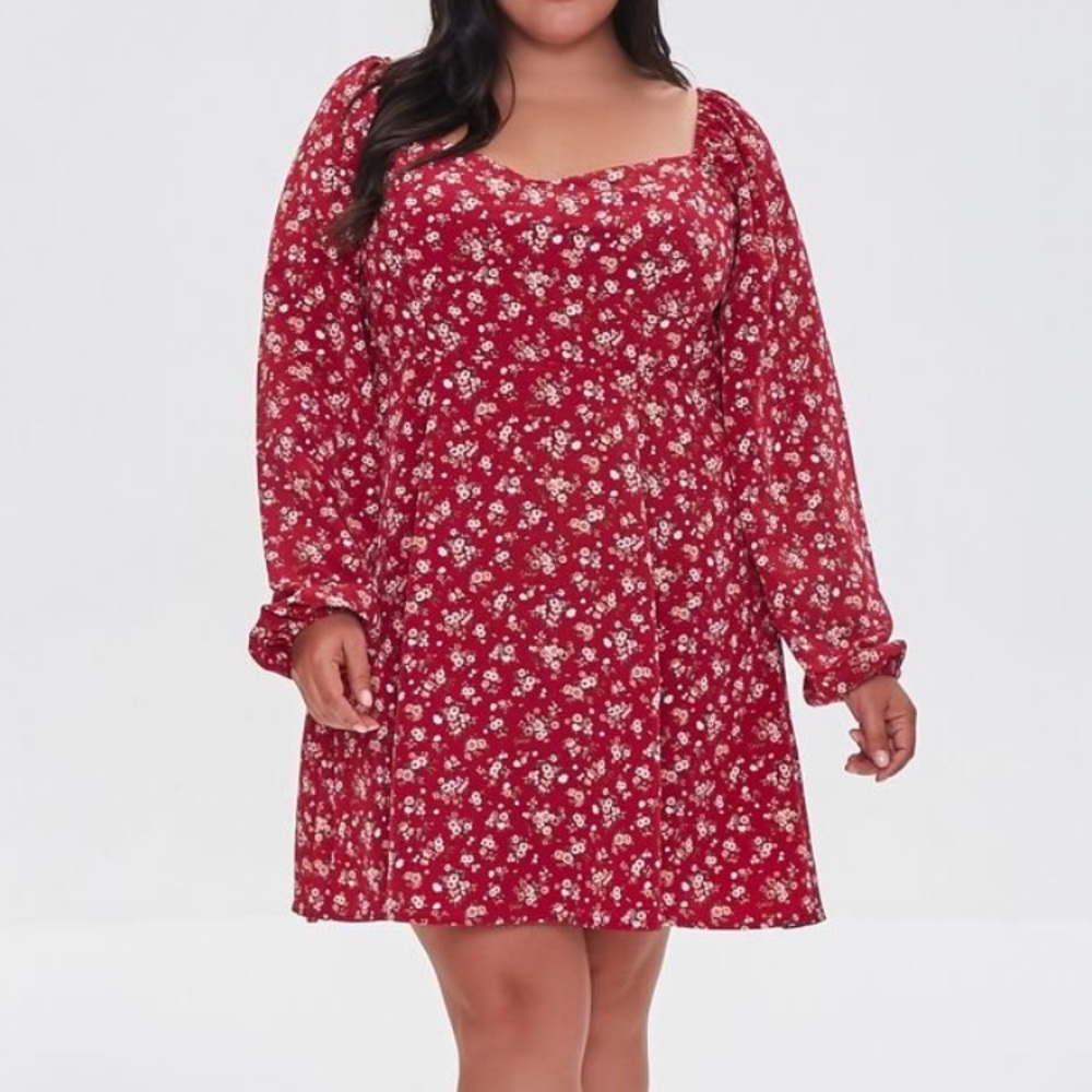 Plus Size Floral Mini Dress